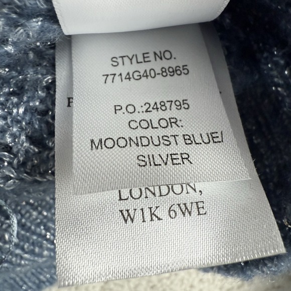 Paige Athena Metallic Pointelle Pullover Sweater Women's XL Moondust Blue $279 - Picture 9 of 11